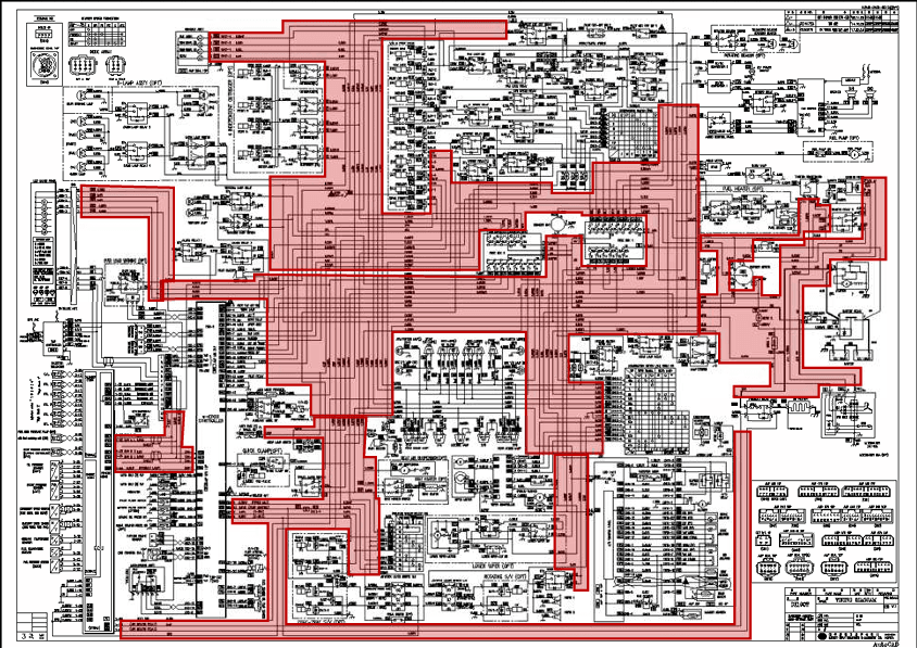 도면 면적의 대부분이 선으로 가득 찬 전장회로도